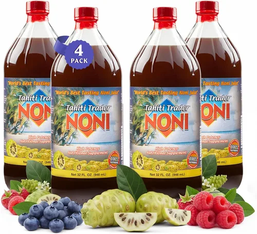 Vista 9 de Tahiti Trader Jugo original de noni de alta potencia, jugo de fruta puro de noni con arándanos y frambuesa, superalimento antioxidante orgánico que