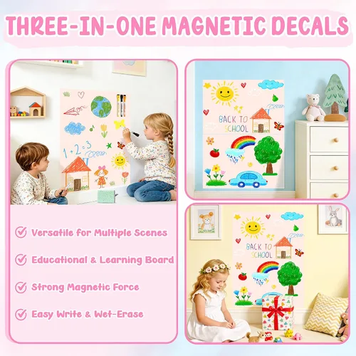 Vista 5 de Magnetic Wall Decal Magnet Board for Kids Playroom Peel and Stick 2Pcs Peel and stick, self adhesive, for toddler bedroom playroom homeschool