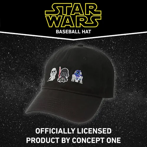 Vista 6 de Star Wars - Gorra de béisbol de algodón para adultos, Darth Vader, R2-D2 y Stormtrooper con ala curvada