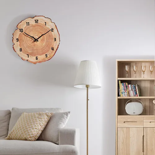 Vista 8 de Reloj de pared rústico silencioso de 12 pulgadas, funciona con pilas, de madera, decoración para baño, cocina, dormitorio, sala de estar, anillo