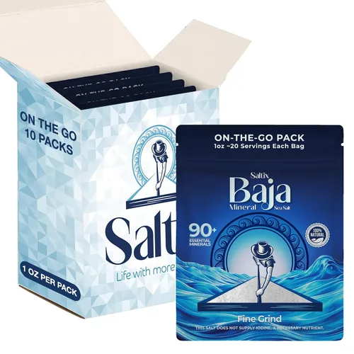 Vista 11 de Saltix Sal marina gruesa Celtic Grey On-The-Go 30 paquetes de bolsa resellable (1 onza ~ 20 porciones cada uno) 100% natural, gris francés sin