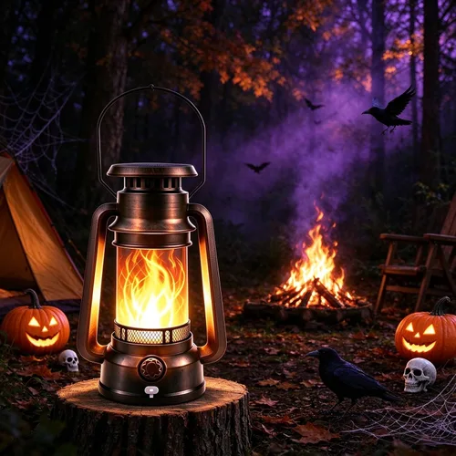 Vista 3 de Toodour Linterna solar de Halloween, paquete de 2 faroles solares vintage Bronce