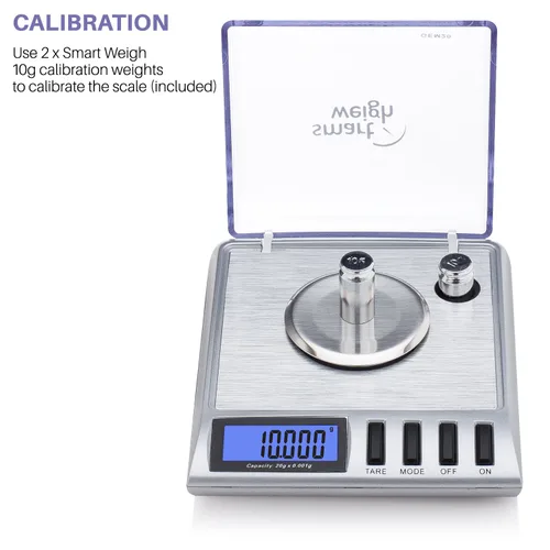 Vista 5 de Smart Weigh GEM20 - 20 g x 0,001 gramos, balanza digital de alta precisión en miligramos para joyería, recarga, balanza para joyas y gemas, pesas