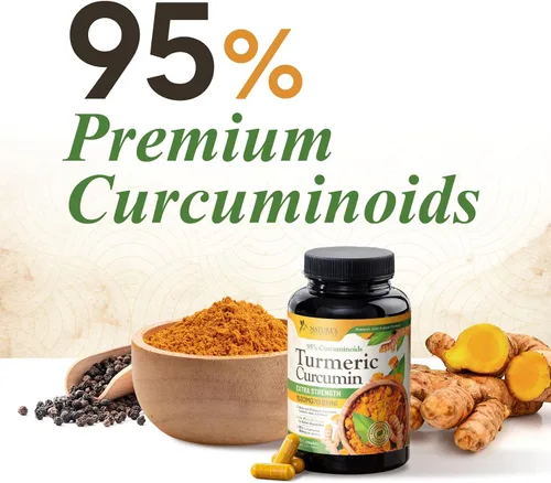 Vista 7 de Suplemento de curcumina de cúrcuma de 1500 mg, pimienta negra orgánica tumérica y bioperina para una mejor absorción con 95% de curcuminoides, apoyo