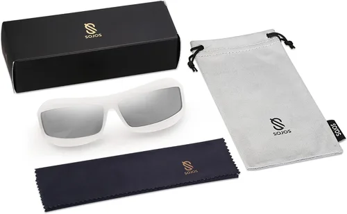 Vista 5 de SOJOS Gafas de sol envolventes para mujeres y hombres, gafas de sol planas SJ2268