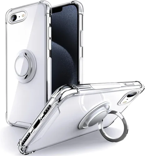 Vista 10 de Silverback Funda transparente diseñada para iPhone 15 con soporte de anillo, protección que absorbe los golpes, a prueba de golpes, funda