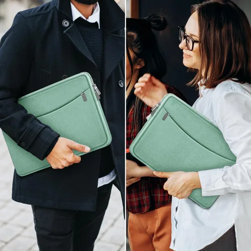 Vista 7 de Funda para laptop de 14 pulgadas, maletín protector a prueba de golpes con bolsillo para accesorios, bolsa portátil para computadora para MacBook