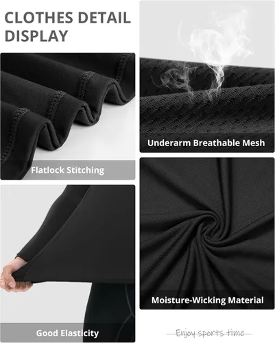 Vista 4 de Runhit Camisas de compresión para hombre de manga larga fresca y seca atlética, camisetas de entrenamiento para pesca y sol, mallas térmicas