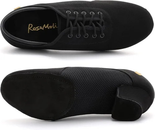 Vista 2 de Zapatos de baile latino para mujer, con cordones, para salón de baile moderno, ritmo de salsa, práctica de enseñanza, rendimiento profesional
