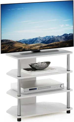 Vista 20 de Furinno Turn-N-Tube Centro de Entretenimiento Pequeño de 4 Niveles de Montaje Fácil / Soporte para TV / Unidad para TV / Escritorio para TV, Acero