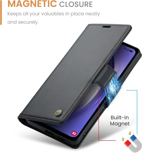 Vista 5 de Compatible con Samsung Galaxy A54 - Funda tipo cartera con bloqueo RFID, funda de piel con función atril para Samsung Galaxy A54 5G de 6.4 pulgadas