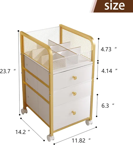 Vista 2 de Organizador de Maquillaje Carrito de Almacenamiento con Cajones, Organizador de Maquillaje sobre Ruedas, Carrito de Almacenamiento de Maquillaje