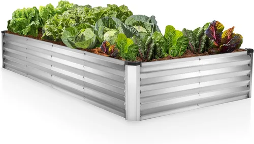 Vista 14 de Plant & Plot Camas de jardín elevadas galvanizadas para exteriores/ Jardinera elevada de 6 x 3 x 1 pie para jardinería, verduras, flores, caja