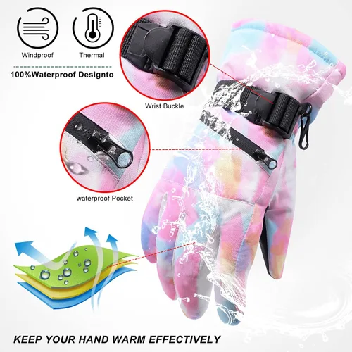 Vista 2 de Avicill Guantes de esquí para nieve, guantes de nieve para hombre, guantes de nieve impermeables para mujer, guantes de snowboard para exteriores