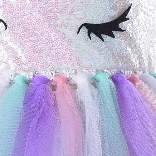 Vista 3 de Soyoekbt Unicorn Costume for Girls Birthday Gifts Kids Unicorn Tutu Dress with Headband Wing for Unicorn Party 1-10Year
