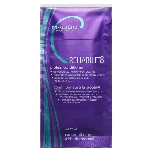 Vista 11 de Malibu C REHABILIT8 - Acondicionador de proteínas suavizantes (1 paquete) – Repone la proteína capilar y los aminoácidos para evitar la rotura