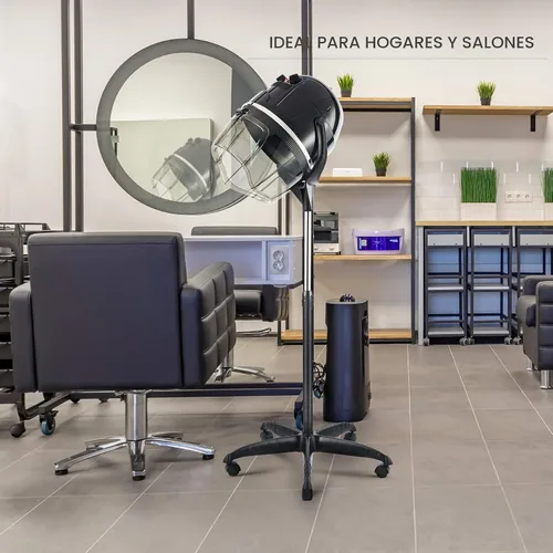 Vista 8 de Secador de pelo profesional Y-NOT con altura ajustable, casco con soporte de pie con ruedas para salón de belleza y spa en casa