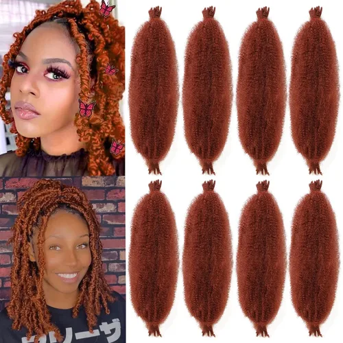 Vista 59 de Cabello de Envoltura Pre-Esponjado de 8 Pulgadas, 3 Paquetes, Cabello Afro Twist Pre-Separado Elástico para Locs, Cabello Afro Twist Negro Natural