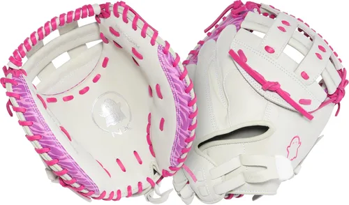 Vista 6 de Easton Ghost NX Fastpitch Softball Glove Blanco / Berry Cesta de red de 2 piezas