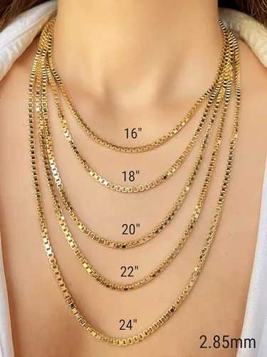 Vista 5 de Cadena de oro real de 14 quilates y 10 quilates 0.039 in, 0.049 in, 0.059 in, 0.069 in, 0.112 in, collar de cadena de eslabones de oro amarillo