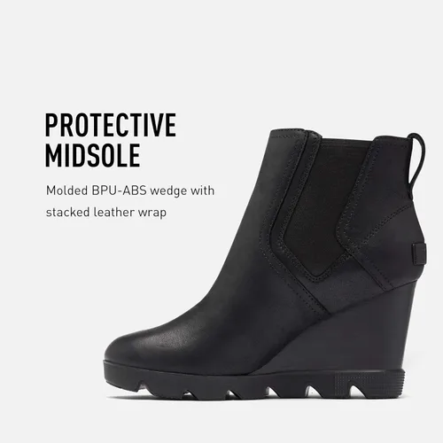 Vista 3 de SOREL Joan Uptown Chelsea - Botas de lluvia para mujer, piel impermeable, botines de cuña