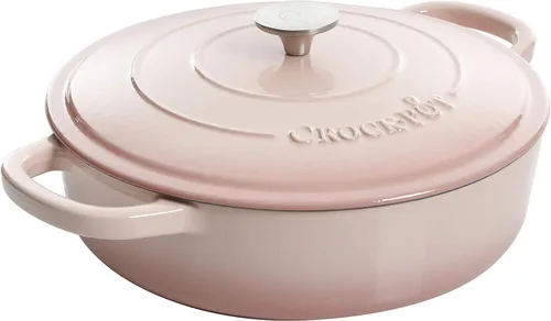 Vista 14 de Crock Pot Artisan - Cacerola de hierro fundido esmaltado con tapa, 5 cuartos de galón, azul aguamarina