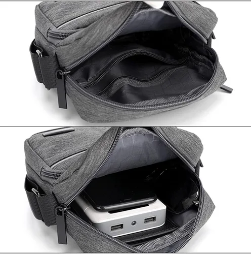 Vista 5 de Pequeño bolso cruzado de lona para hombre, pequeño bolso de hombro, mini bolso de mensajero para teléfono celular, monedero portátil