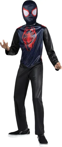 Vista 5 de Marvel Miles Morales - Disfraz oficial de Halloween para jóvenes, overol estampado con máscara de tela