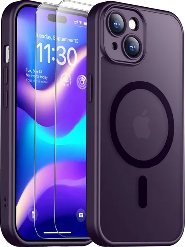 Vista 281 de SPIDERCASE Funda magnética translúcida diseñada para iPhone 11, con 2 protectores de pantalla de vidrio templado, antihuellas, para iPhone 11 de 6.1