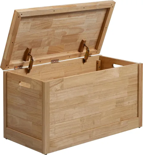 Vista 13 de eHemco Baúl de almacenamiento de mimbre de jacinto de agua resistente con marco de metal, 30 x 17.5 x 17.5 pulgadas, marrón lavado