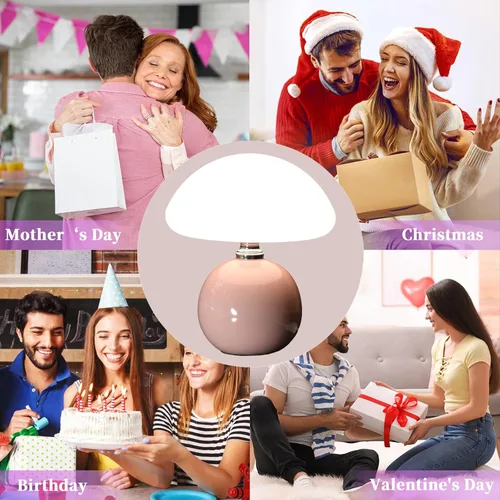 Vista 7 de Lámpara de hongo para dormitorio, sala de estar, lámparas de mesa de hongos para mesitas de noche, lámpara de mesa pequeña de escritorio de 3