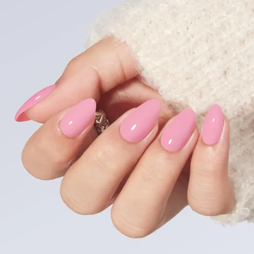 Vista 2 de Modelones Uñas postizas a presión color rosa almendra, uñas postizas cortas de primavera, kit de uñas reutilizables con pegamento de uñas, mini lima