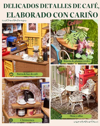 Vista 4 de Rolife Leafree Café DIY Kit de casa en miniatura con luz LED