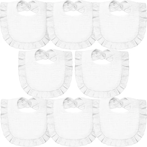 Vista 9 de Lictin Juego de 8 baberos de muselina para bebé - Baberos tipo bandana para babeo y dentición, de algodón unisex