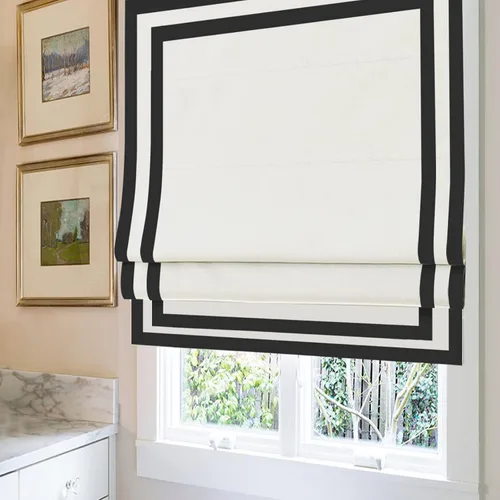 Vista 11 de Persianas romanas opacas sin cordones, persianas de oscurecimiento de habitación color beige para ventanas, fáciles de instalar, con aislamiento
