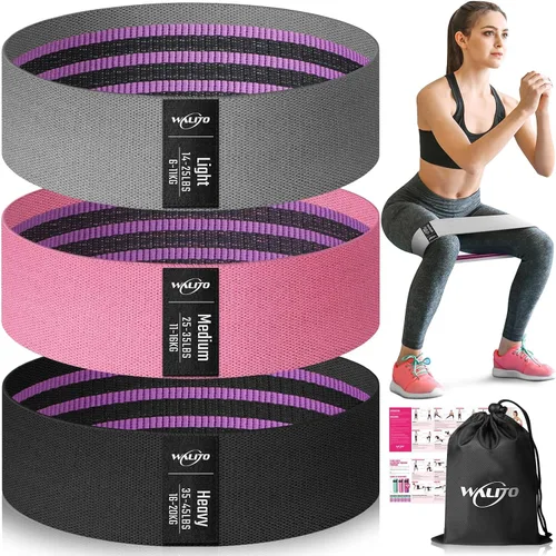 Vista 9 de WALITO Bandas de Resistencia para Entrenamiento, Bandas de Ejercicio de Tela para Piernas y Glúteos, Bandas de Entrenamiento para Mujeres y Hombres
