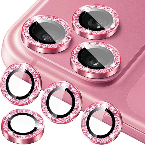 Vista 15 de Protector de lente de cámara compatible con iPhone 15 Plus y iPhone 15 (paquete de 4, 2 juegos), con purpurina brillante, funda de cámara