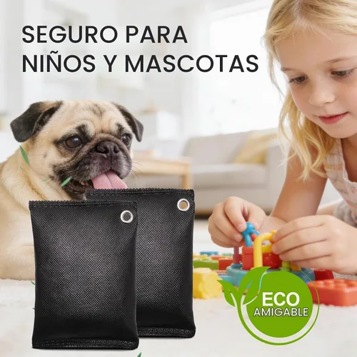 Vista 4 de Desodorante de carbón activado (11 x 3.53 oz), bolsas de purificación de aire de carbón de bambú, adecuadas para deshumidificar, hogar
