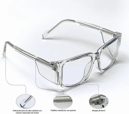 Vista 4 de Julius King Side Shield - Gafas de seguridad con certificación Z87+, montura rectangular, con revestimiento antivaho y antirreflejos, resistentes a