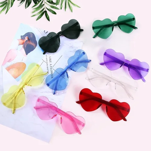 Vista 3 de Virtue morals Gafas de sol con forma de corazón para San Valentín, Mardi Gras, regalos de fiesta de verano para mujeres..