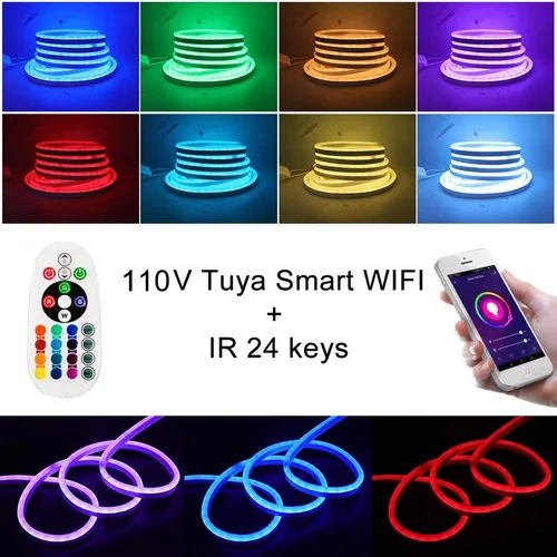 Vista 6 de Luces LED de neón, control remoto inteligente WiFi 110-130V RGB regulable, impermeable, 5050 60 LED/m, compatible con Alexa, Google Home, iOS