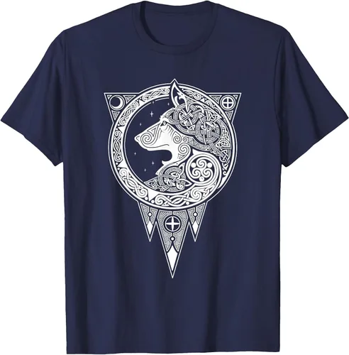 Vista 8 de Viking Fenris Wolf - Camiseta de mitología nórdica con símbolo de Fenrir Asphalt Grey