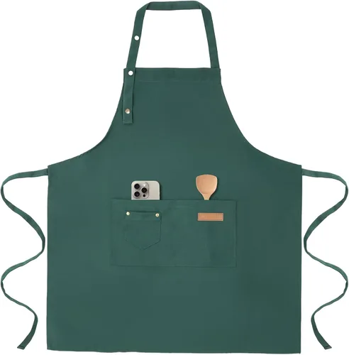 Vista 15 de Tosewever Delantales de Arte para Mujeres Pintura Cerámica Horneado, Delantal de Cocina con Correas de Hebilla para Hombres con Bolsillos para Chef