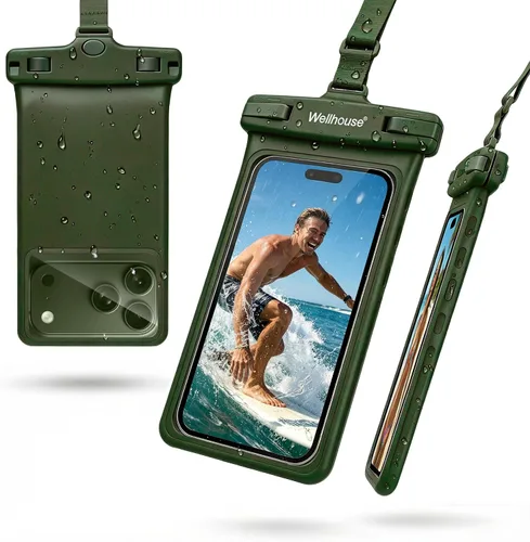 Vista 24 de wellhouse Funda impermeable para teléfono, estuche impermeable para iPhone 16 15 14 13 12 Pro Max XS Samsung, bolsa seca para celular IPX8 3D