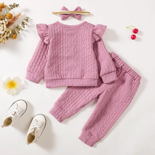 Vista 3 de Mioglrie Conjunto de ropa de bebé para niña, tops y pantalones, ropa para niñas pequeñas, sudaderas para bebés