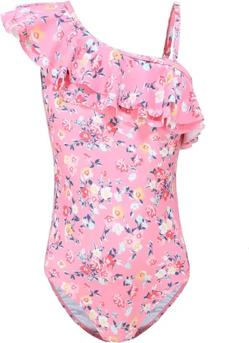 Vista 32 de Trajes de baño de una pieza para niñas, traje de baño con volantes de un hombro Bandera estadounidense 06