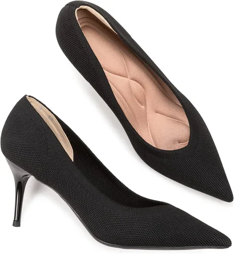 Vista 6 de LYTIYO Zapatos de tacón bajo con punta puntiaguda para mujer