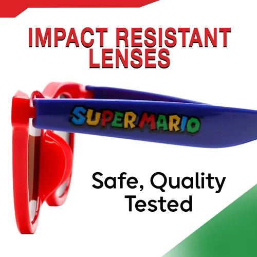 Vista 3 de Sun-Staches Gafas de sol Super Mario de Arkaid Lentes de sol elegantes, cómodas y duraderas con protección UV para niños con funda de transporte
