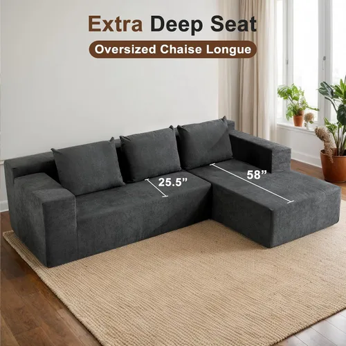 Vista 3 de Nigoone Sofá modular modular de 103 pulgadas para sala de estar, sofá sin hueso en forma de L con diván, sofá de nube moderno minimalista, asientos