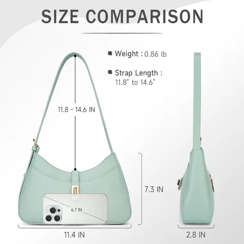 Vista 5 de APHISON Bolso de hombro para mujer, de piel vegana, monederos y bolsos de mano con correa ajustable